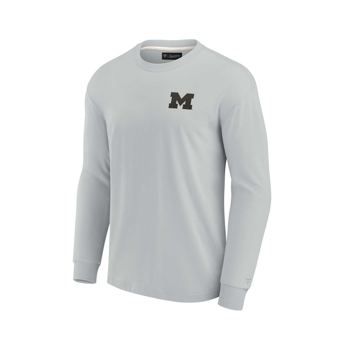 Футболка Fanatics Signature Gray Michigan Wolverines Super Soft Long Sleeve — фото 3