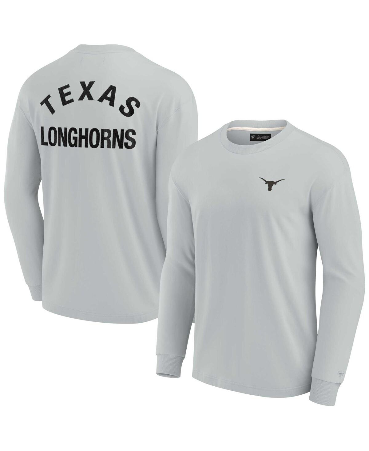 Shop Fanatics Signature Men's And Women's  Gray Texas Longhorns Super Soft Long Sleeve T-shirt