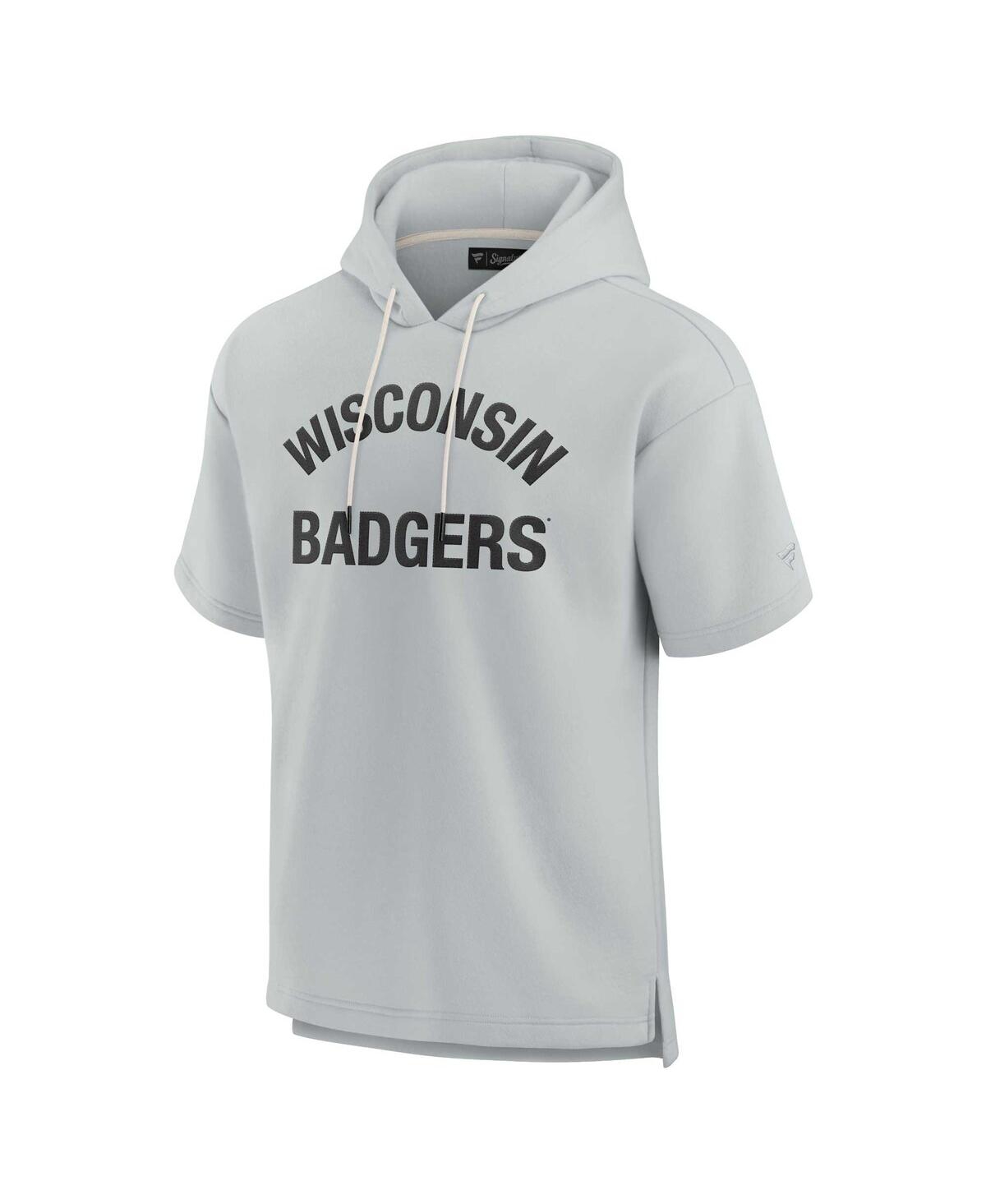 Shop Fanatics Signature Men's And Women's  Gray Wisconsin Badgers Super Soft Fleece Short Sleeve Pullover