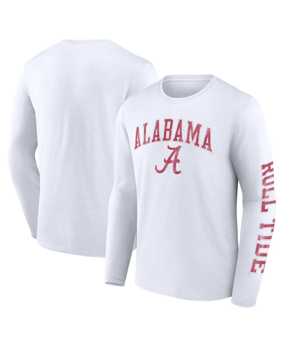 Fanatics Men's  White Alabama Crimson Tide Distressed Arch Over Logo Long Sleeve T-shirt