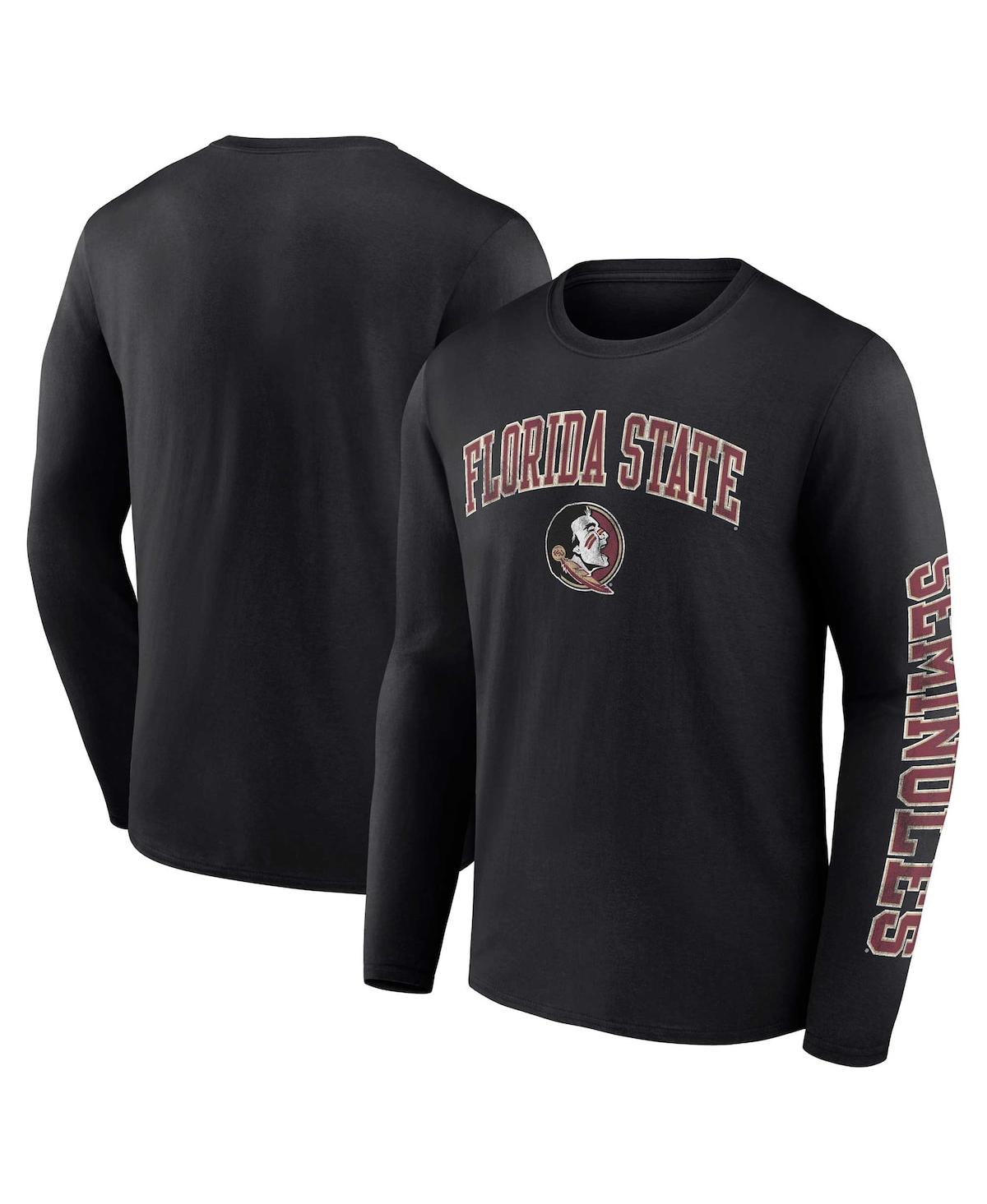 Men's Fanatics Black Florida State Seminoles Distressed Arch Over Logo Long Sleeve T-shirt - Black