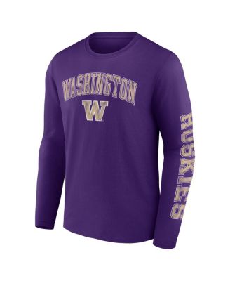 Men's Purple Washington Huskies Distressed Arch Over Logo Long Sleeve T-shirt