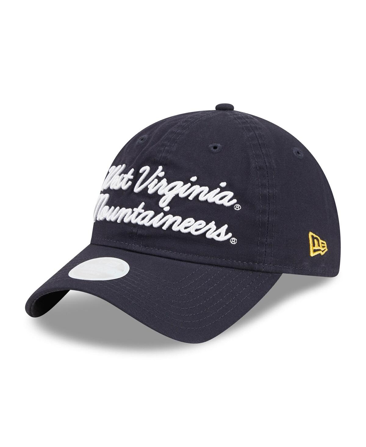 Shop New Era Women's  Navy West Virginia Mountaineers Script 9twenty Adjustable Hat