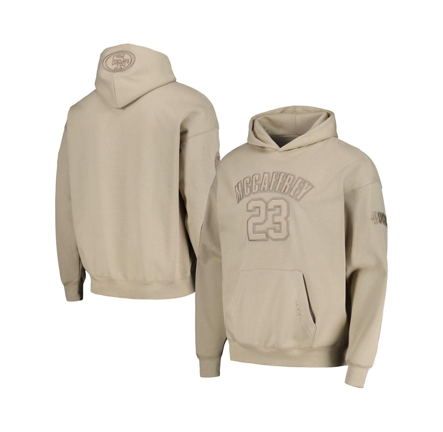 Men's Christian McCaffrey Tan San Francisco 49ers Player Name and Number Pullover Hoodie