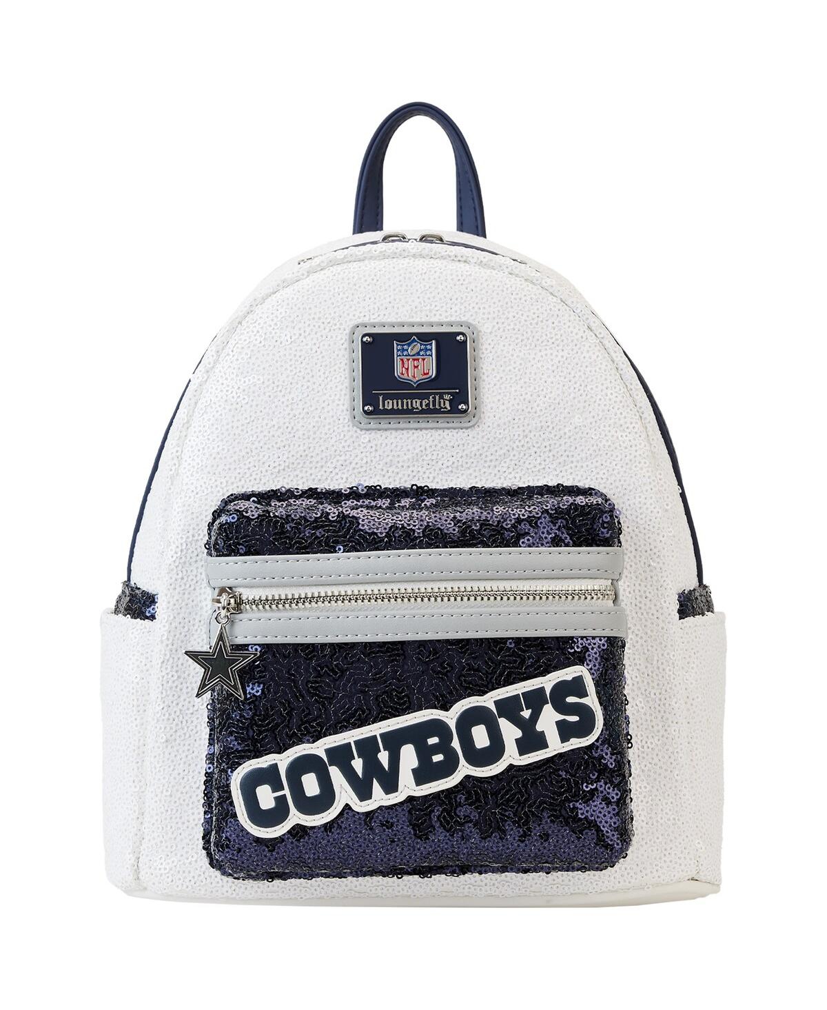 Loungefly Men's And Women's  Dallas Cowboys Sequin Mini Backpack In White,black
