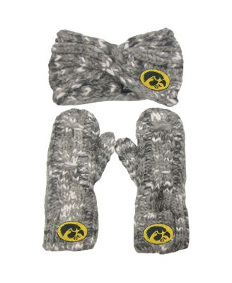 Womens ZooZatz Iowa Hawkeyes Logo Marled Headband and Mitten Set 7090₽