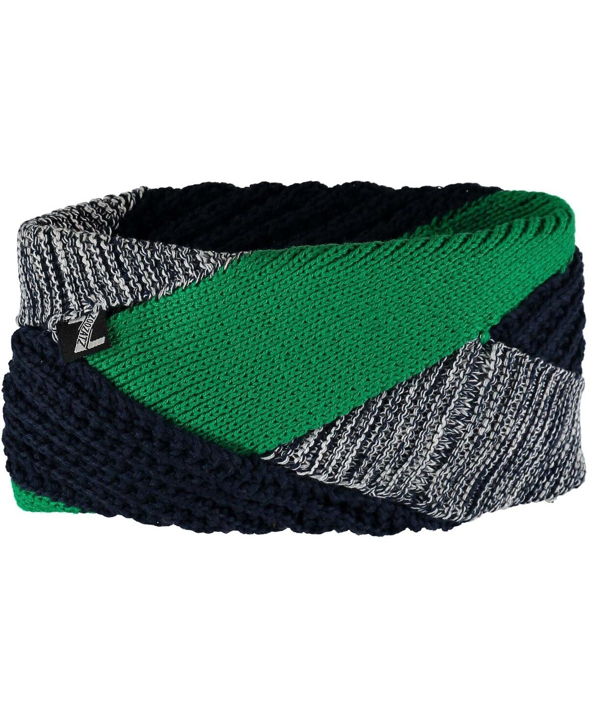 Shop Zoozatz Women's  Notre Dame Fighting Irish Criss Cross Headband In Green,black