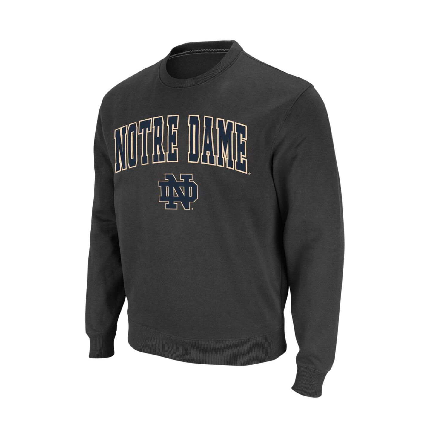 Мужская толстовка Colosseum Notre Dame Fighting Irish Arch & Logo Crew Neck, цвет: Угольный — фото 1