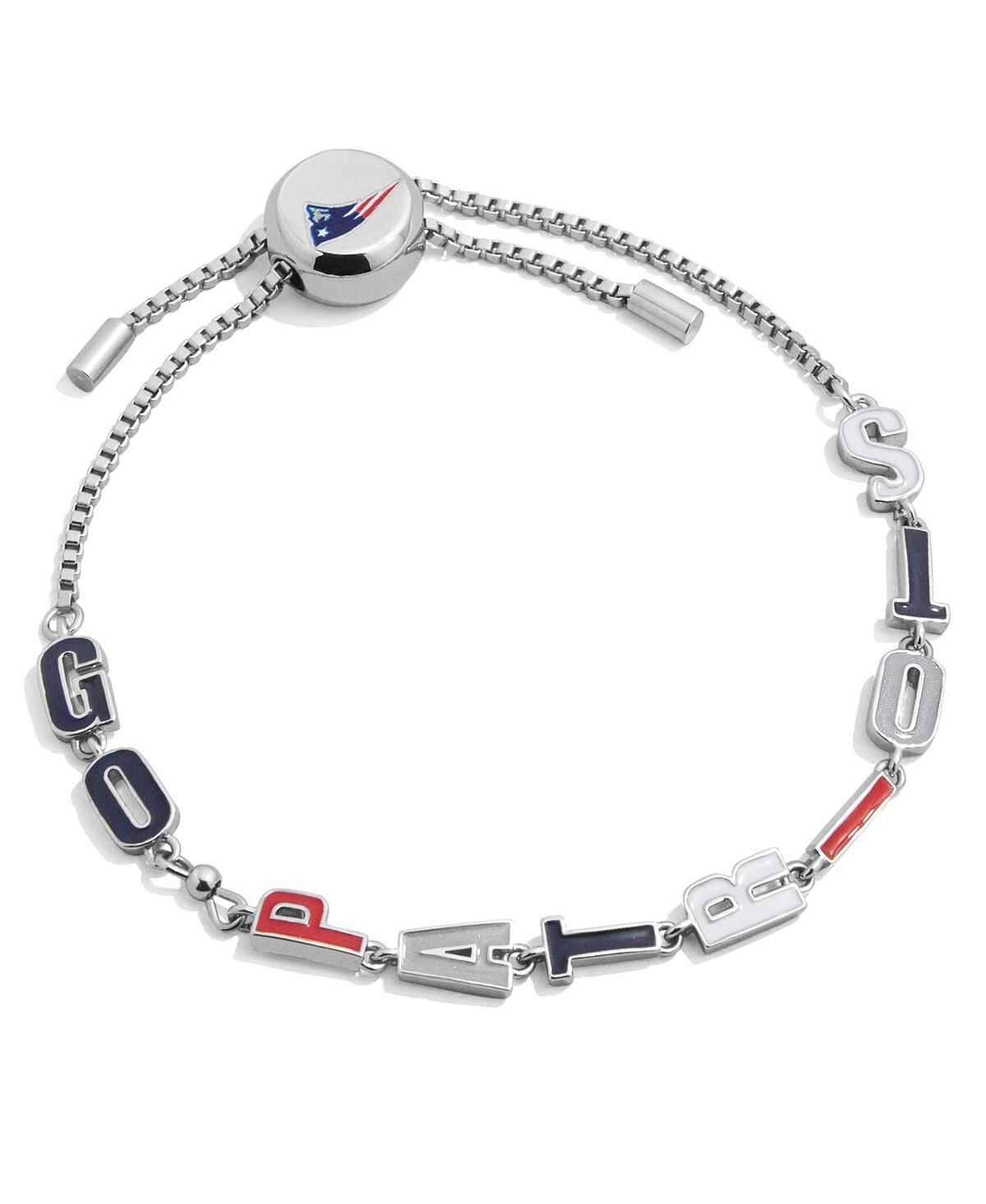 Shop Baublebar Women's  New England Patriots Slogan Pull-tie Bracelet In Silver-tone