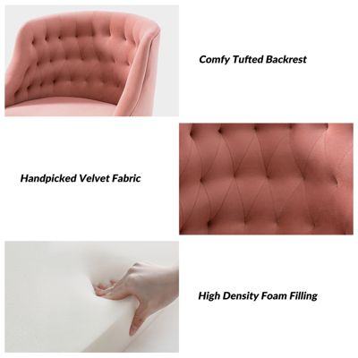   Standard   Velvet, Gold Metal   Stylish, Compact Desk Chair