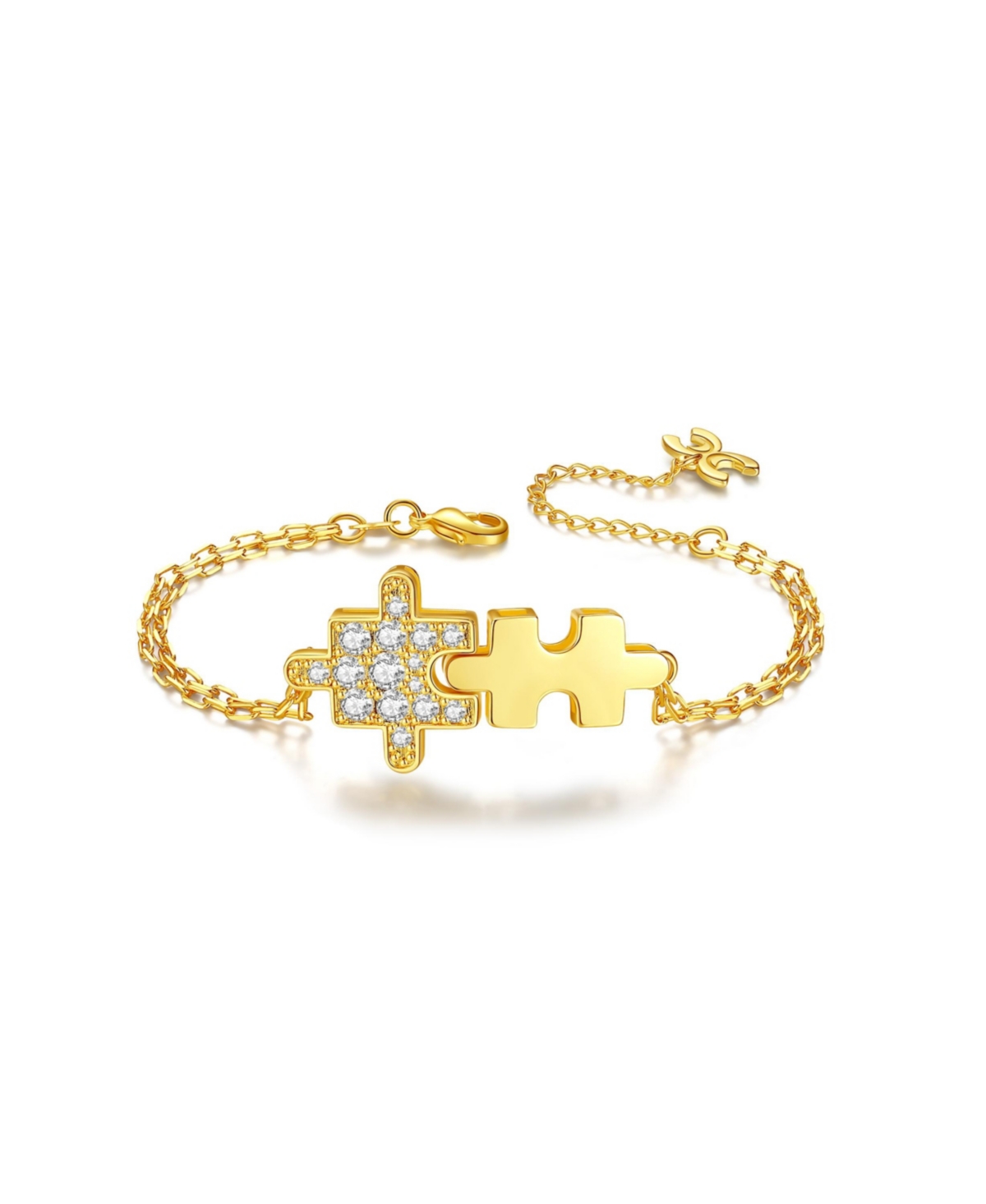 Jigsaw Puzzle Zirconia Bracelet - Gold