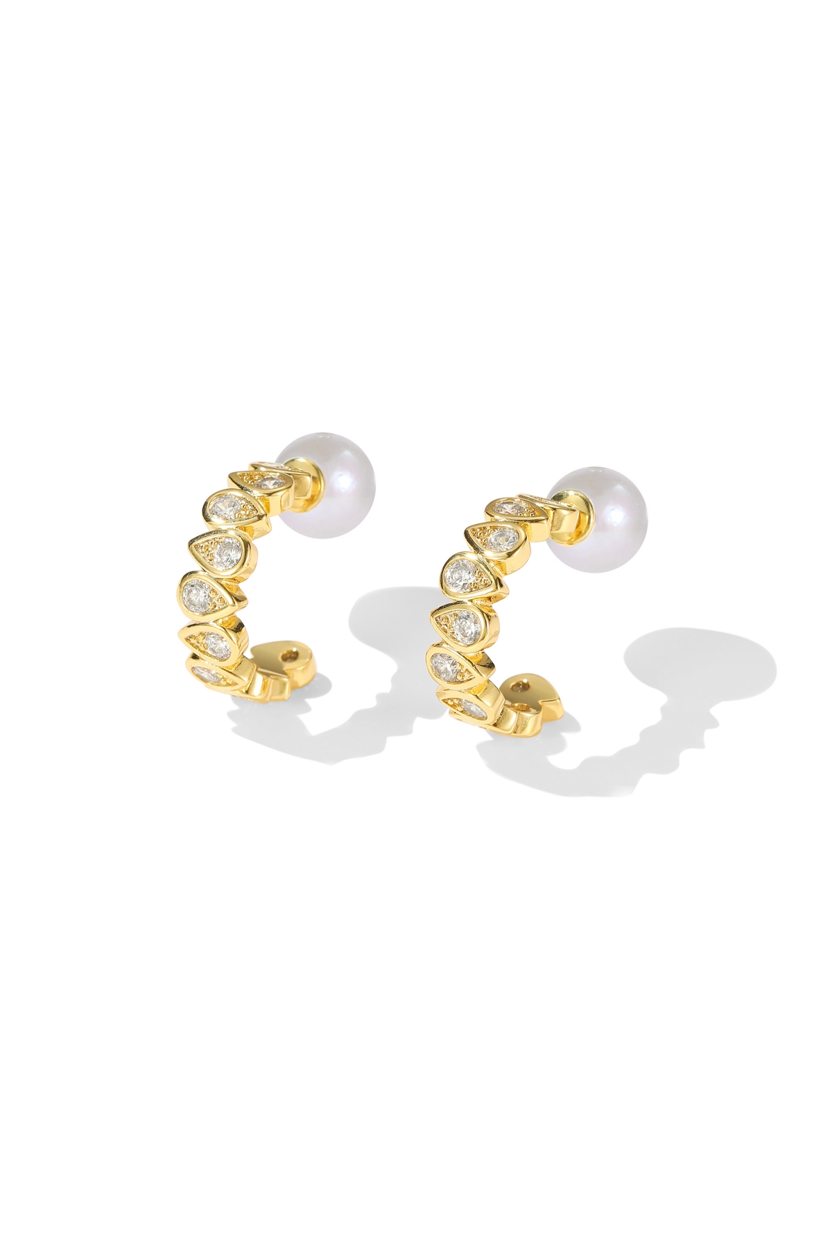 Teardrop Zirconia Hoop Earrings - Gold