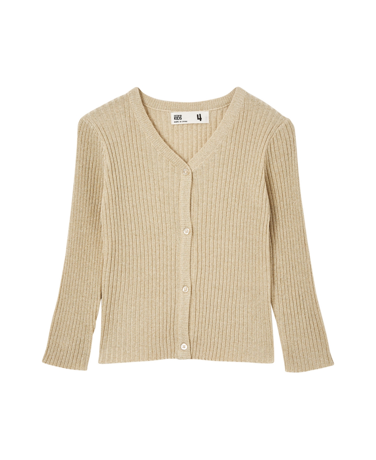 Cotton On Kids' Big Girls Molly Cardigan Sweater In Dark Vanilla Gold Sparkle