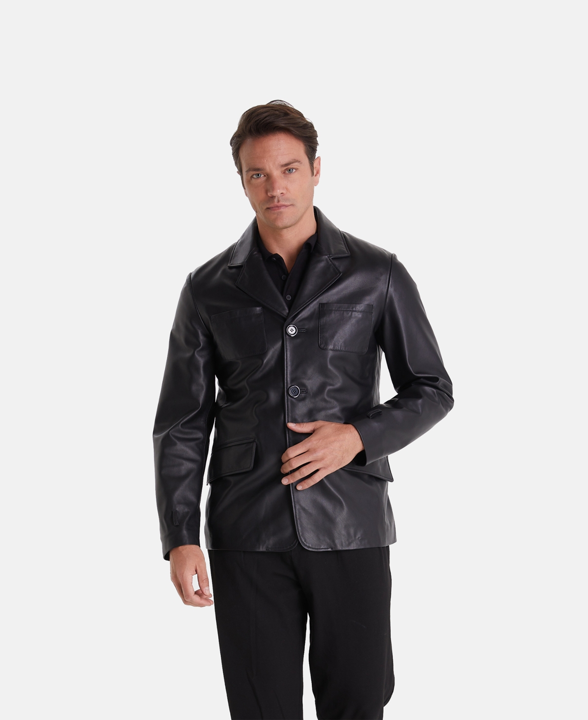 Men's Safari Jacket, Black - Beige