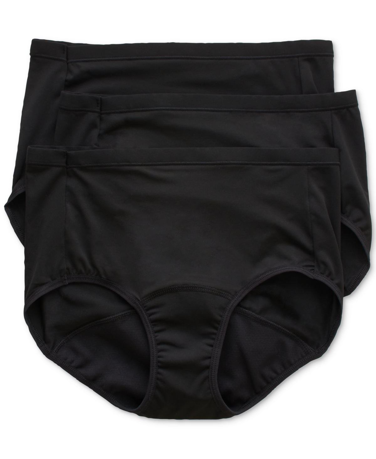 Women's 3-Pk. Light Period Brief Underwear 40FDL3 - Black, Gloss, In the Navy