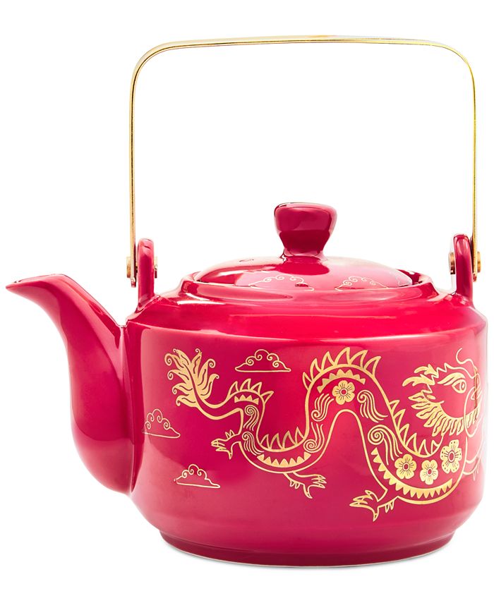 Holiday Lane Lunar New Year Dragon Teapot & Cups Set, Created For Macy