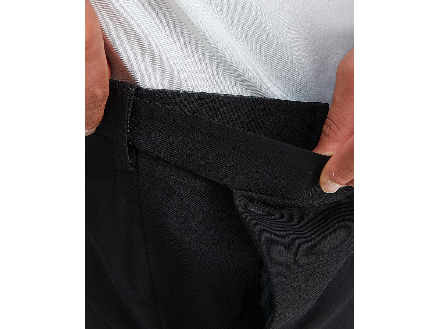 Мужские брюки Haggar Premium Comfort Stretch Classic-Fit Solid Flat Front Dress Pants, цвет: Чёрный — фото 6