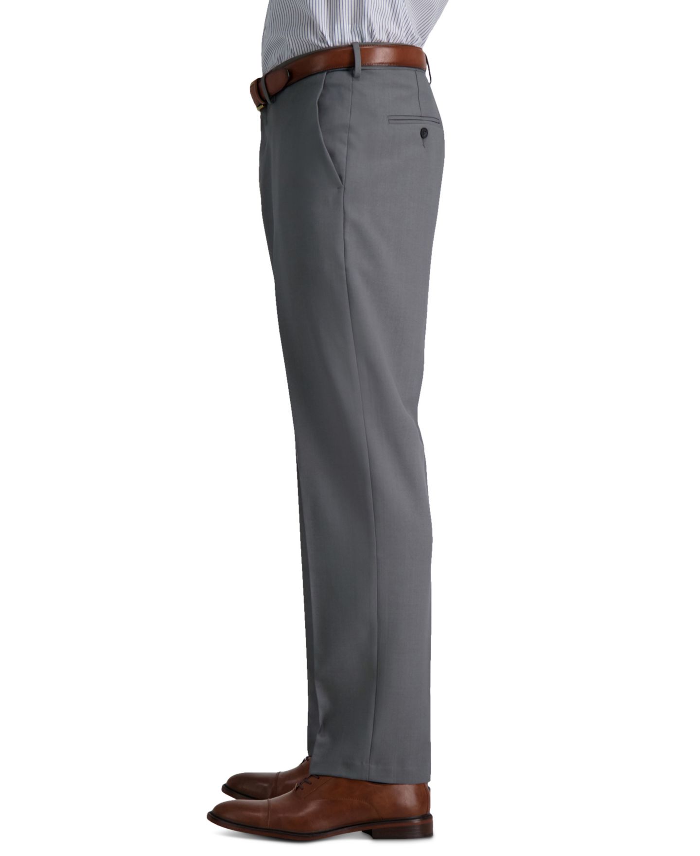 Мужские брюки Haggar Premium Comfort Stretch Classic-Fit Solid Flat Front Dress Pants, цвет: Средний серый — фото 4