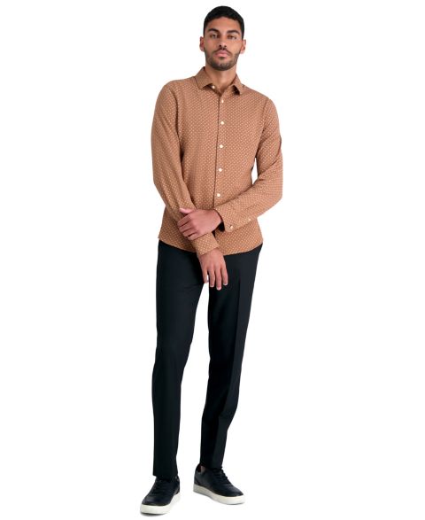 Мужские брюки Haggar JMH 4 Way Stretch Slim Fit Flat Front Dress Pant, цвет: Чёрный
