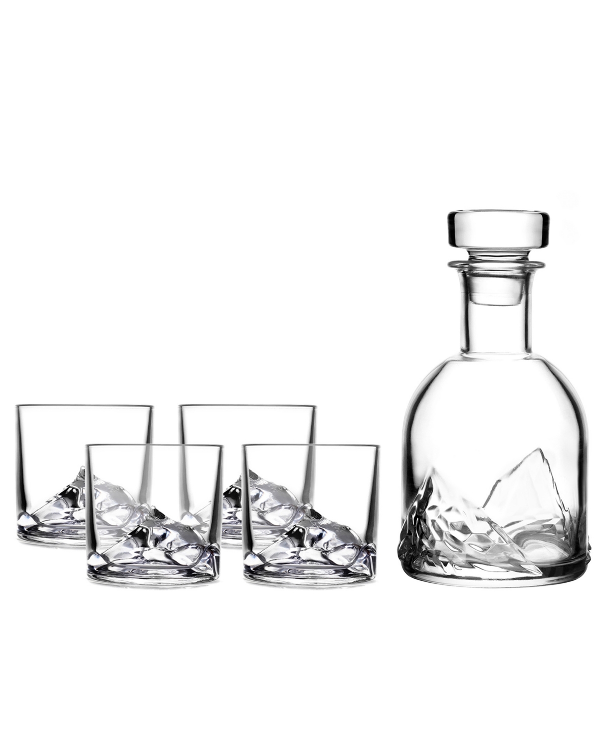 Liiton Mount Everest Crystal Whiskey Decanter With Glasses, Set Of 5 In Clear