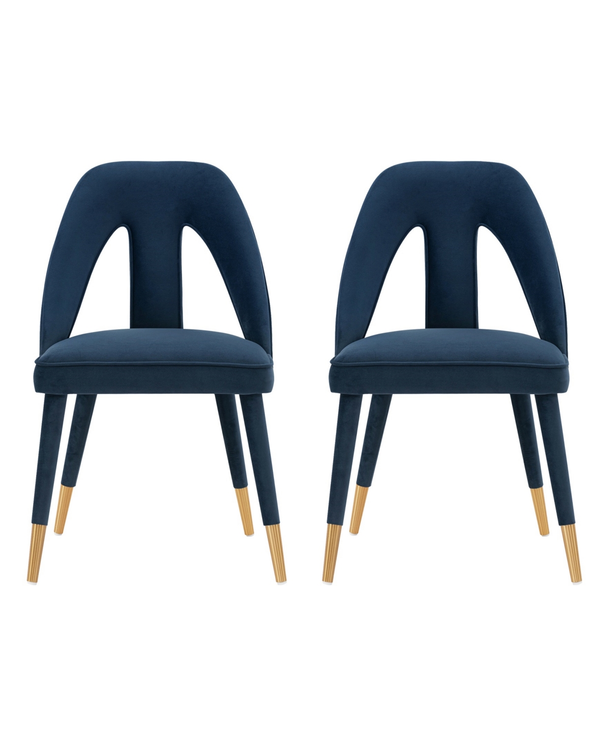 Shop Manhattan Comfort Neda 2-piece Velvet Upholstered Dining Chair Set In Midnight Blue