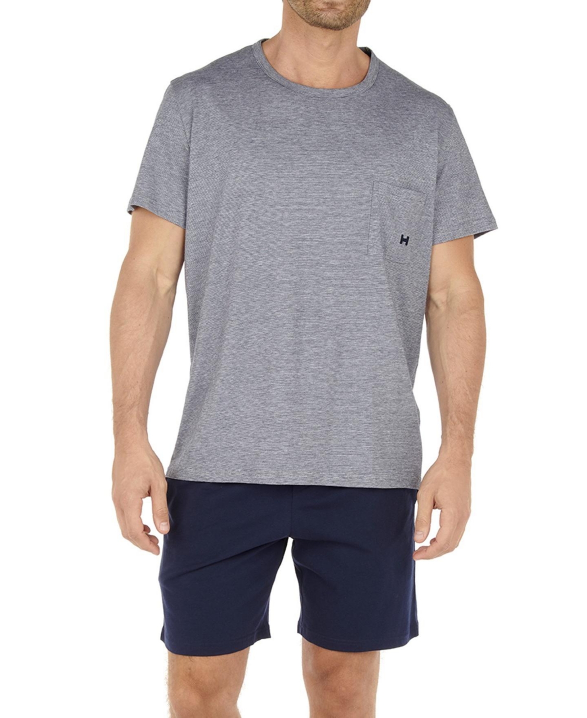 Men's Cotton Comfort Short Sleeve Short Pajamas Set - Navy