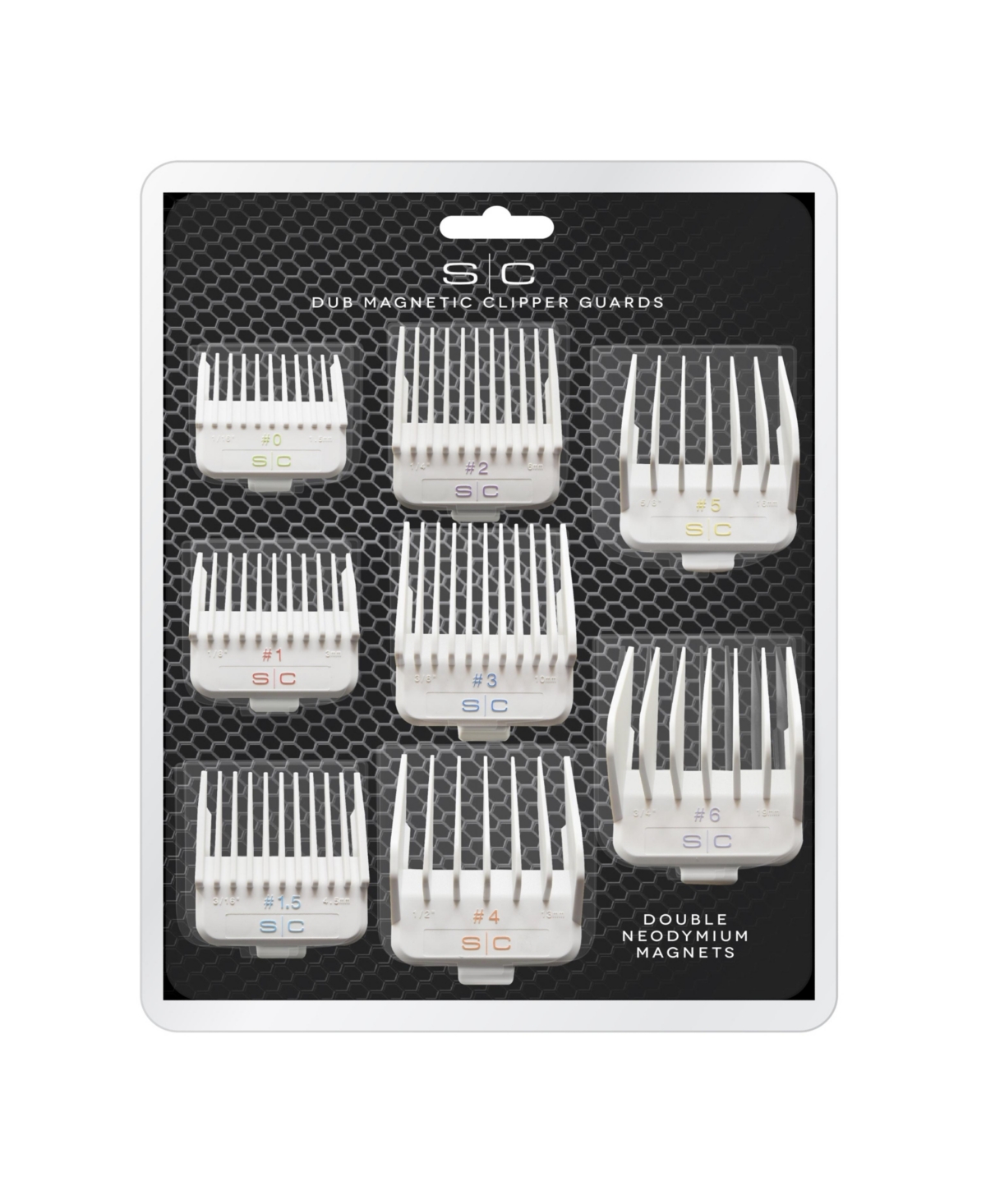 Barber Hairstylist Dub Universal Double Magnetic Clipper Guards, 8 Piece Assorted Sizes