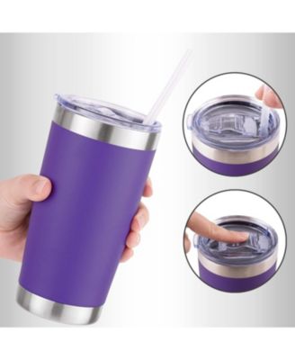 20oz Stainless Steel Tumbler With Lid and Straw - Sweat-Free Travel Coffee Mug Tumbler Cups
