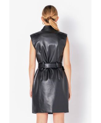 Women's Leather Double Breasted Mini Dress