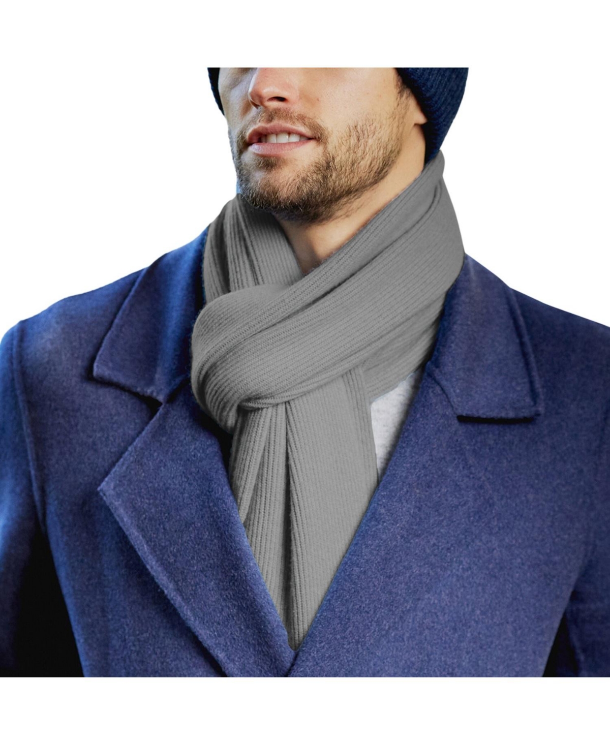 Bellemere Unisex Ribbed Cashmere Scarf - Grey