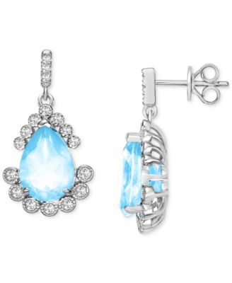 Blue Topaz Sterling Silver Earrings, White cheapest Gold plated