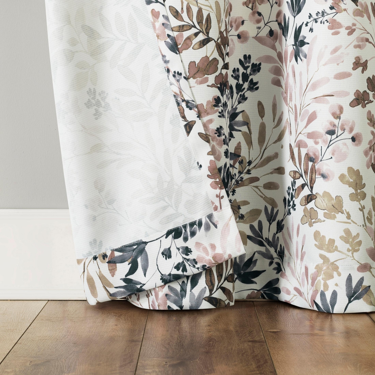 Amelie Botanical Print Room Darkening Grommet Curtain Panel
