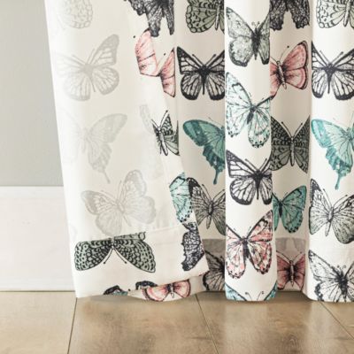 Marepesia Butterfly Print Room Darkening Rod Pocket Curtain Panel