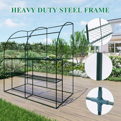 Walk-In Portable Greenhouse with Two Zipper Doors, 6.3ft x 3.3ft x 7.2ft