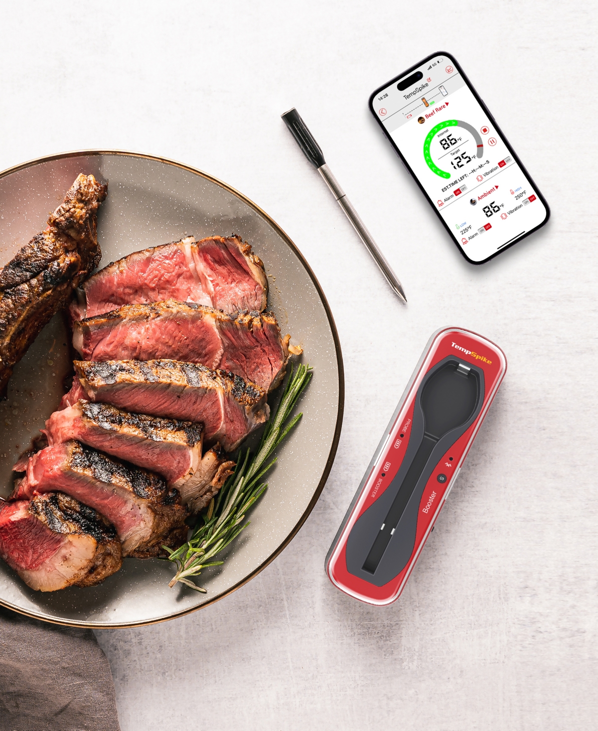 Thermopro Pack Of 1 Tempspike 500' Smart Truly Wireless Meat Thermometer In Red