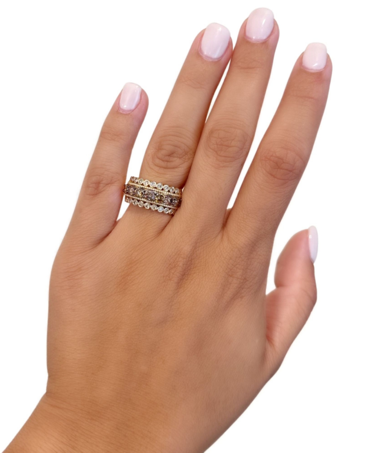 Le Vian Chocolate Diamond (1-1/4 ct. t.w.) & Nude Diamond (1/3 ct. t.w.) Multirow Ring in 14k Gold (Also Available in Rose Gold or White Gold) - 14K H