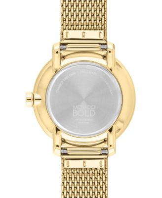 Women's Swiss Bold Shimmer Gold Ion Plated Stainless Steel Mesh Bracelet Watch 34mm