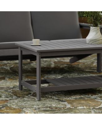 Riviera All-Weather Poly Resin Wood Two Tiered Adirondack Slatted Coffee Conversation Table