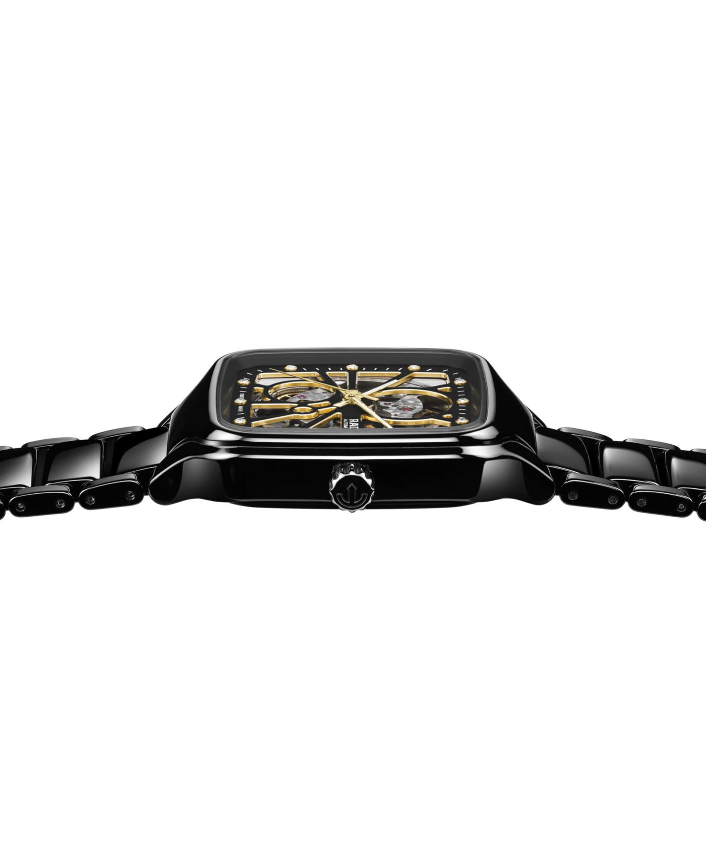 Часы Rado Unisex Swiss Automatic True Square Open Heart Diamond (1/10 ct. t.w.) Black Ceramic Bracelet Watch 38mm, цвет: Skeleton — фото 3