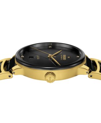 Unisex Swiss Automatic Centrix Diamond (1/20 ct. t.w.) Black Ceramic & Gold PVD Stainless Steel Bracelet Watch 40mm