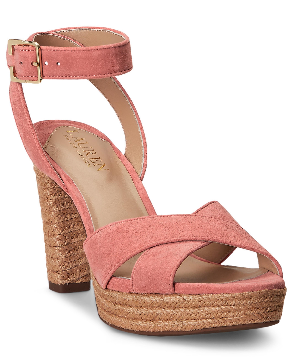 Lauren Ralph Lauren Women's Sasha Ankle-strap Platform Dress Sandals In Pink Mahogany