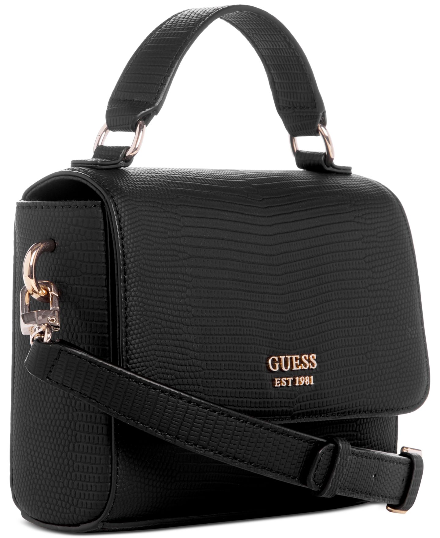 Женская сумка GUESS Lyndi Mini Top Handle Flap Crossbody, цвет: Чёрный — фото 2