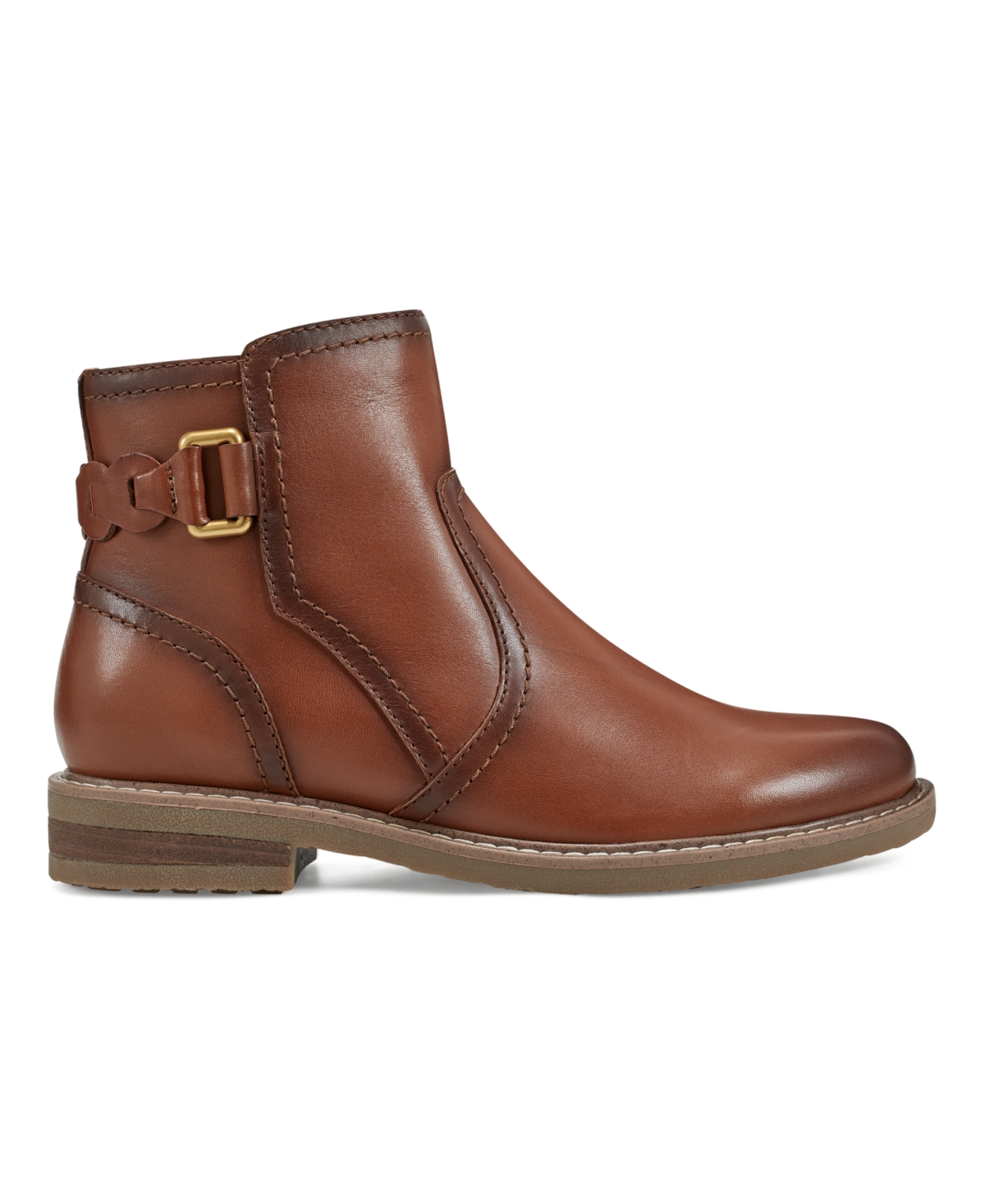 Earth Women's Jenna Round Toe Casual Stacked Heel Booties -Leather