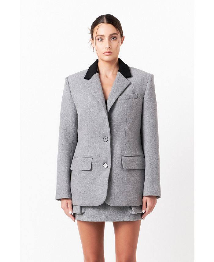 Grey Lab Women's Wool Oversize Blazer - Macy's