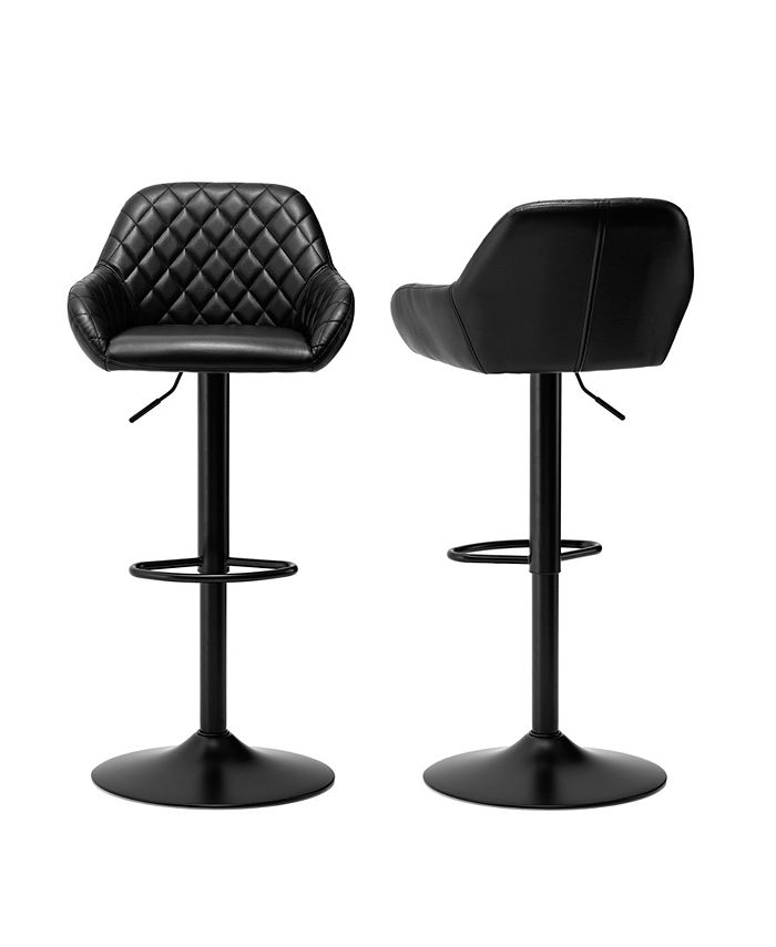 Glitzhome Set of 2 Leatherette MidCentury Modern Quilted Gaslift