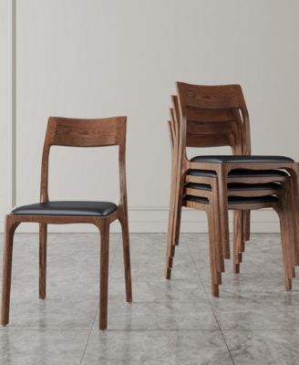 Moderno 2-Piece Leatherette Upholstered Stackable Dining Chair Set