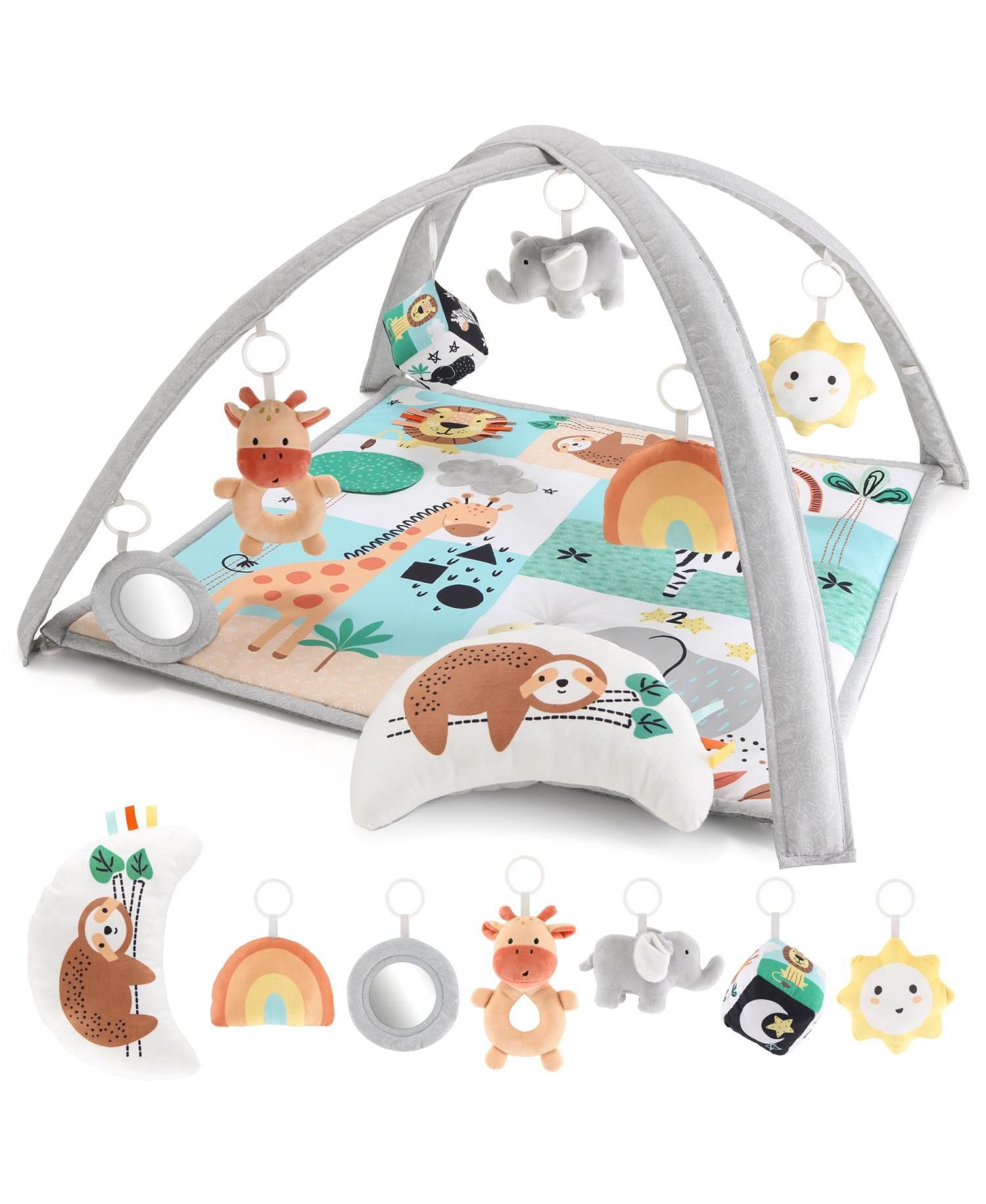 7 in 1 Baby Play Gym and Tummy Time Mat, Safari 123