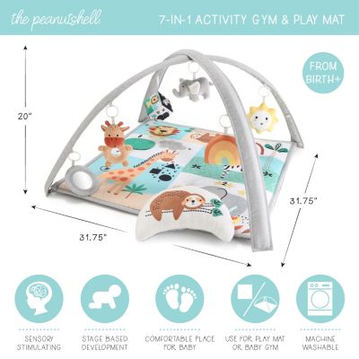 7 in 1 Baby Play Gym and Tummy Time Mat, Safari 123