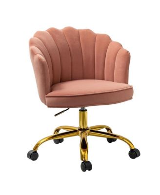 Woman Modern Cute Shell Back Upholstered Desk Chair for Vanity, Living Room