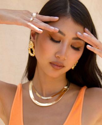 Gold Plated Flat Snake Chain Necklace